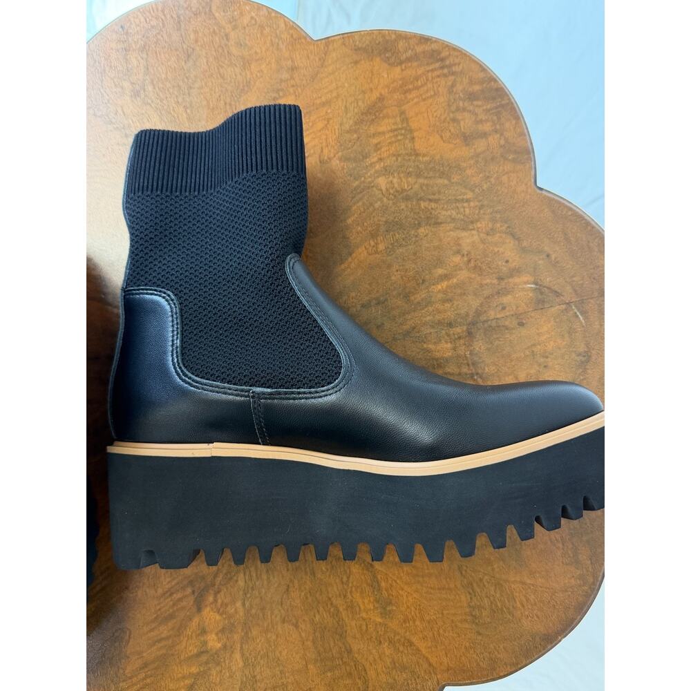 NIB ALL BLACK Black Flatform Sock Chelsea Platform Boots #0373 EU 39 - Picture 7 of 8